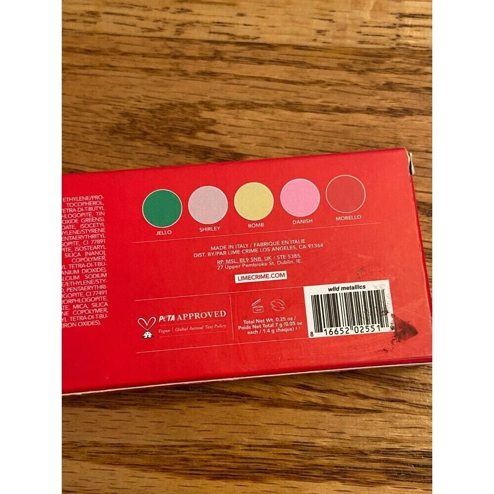 Lime crime wet cherry wild metallics eye palette full size NIB Eyeshadow Rare